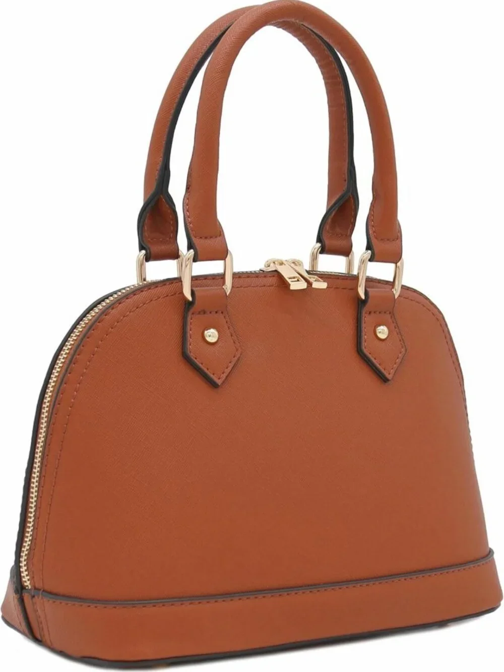 Chic Zip-Around Saffiano Dome Satchel Bag | Stylish & Versatile Handbag